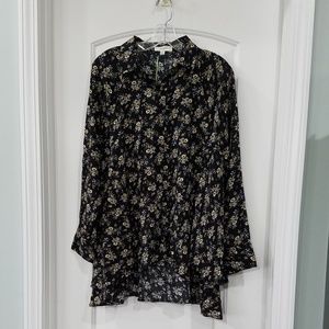 Umgee Floral Button Up Tunic Length Top XL NWT